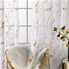 Sutuo Home Tende trasparenti effetto marmo bianco, lunghezza 213 cm, stampa in lamina d'oro metallizzata, decorazione per finestre privacy, decorazione astratta, coppia di 2 pannelli, per camera da