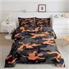 Loussiesd Set di biancheria da letto mimetica militare Camo Down Comforter Comforter arancione nero grigio trapunta set collezione camera da letto 2 pezzi di singole