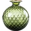 VENINI VASO MONOFIORE BALLOTON D.11 CM VERDE MELA FILO ROSSO H.12,5 CM