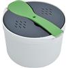 TOPINCN Cuociriso per Microonde 2L Materiale PP per Uso Alimentare Cucchiaio per Riso Colino per Coperchio Pentola per Cottura a Vapore Set per Cuociriso (Verde)