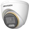 Hikvision Telecamera a torretta fissa HDTVI 2MP Smart Hybrid Light ColorVu con obiettivo fisso.