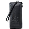 Contacts Portafoglio in pelle cerniera bloccante RFID,portamonete con carta di grande capacità,pochette con cinturino polso per donna/uomo (Nero)
