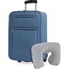 ITACA - Trolley Cabin valigia, 50X40X20 EVA poliestere. Con cuscino cervicale 2 ruote Bagaglio a mano. Semirigido, resistente e leggero. T71950B ·, Colore Cowboy blu