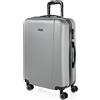ITACA - Valigia Media da Viaggio Rigide. Trolley Medio con 4 Ruote. Materiale ABS Valigia Media Rigida in Offerta Resistente e Super Leggero - Valigia 20 kg Lucchetto TSA, Argento