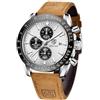 BY BENYAR Orologio Uomo Cronografo Analogico al Quarzo Impermeabile Luminoso Orologi Moda Sportivo Classico Elegante Orologio da Polso Cinturino Pelle Regalo per Uomo
