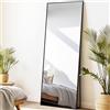 LunaMirror Specchio da terra parete lungo 60x165 CM grande intero specchio da parete con cornice in Nero Alluminio, da appoggiare o da appendere, per soggiorno, camera da letto, ingresso, corridoio