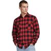 URBAN CLASSICS Camicia in Flanella a Maniche Lunghe da Uomo, Camicia Casual Lunga con Bottoni per Uomo, Vestibilità Regolare, Cotone Flanella, Colore: Nero/Bordeaux, Taglia: XXL