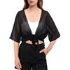 Kefiyis Coprispalle Donna Elegante Chiffon Bolero Donna Estivo Leggero Cardigan Casual Corto Shrug per Matrimonio Cerimonia Festiva Nero XL