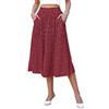 Hotouch Gonna Midi Donna Estate Elastico in Vita a Pois Gonnas Plissettata Altalena Elegante Chiffon-Gonna con Tasche Vino Rosso Taglia M