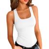 Aottori Canotta Lunga Donna con Scollo Quadrato Top a Coste Estiva Canottiera Cotone Elegante Basic Tanktop Slim Fit Tinta Unita Bianco S