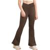 Glacspyg Ragazze Leggings Svasati V Vita Leggings Svasati Pantaloni Sportivi Svasati Pantaloni Yoga Svasati Marrone L