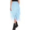 Monbessi Gonna in Tulle Donna Gonna Lunga in Tulle Elastica 80cm Gonna Irregolare in Maglia Quotidiana, Prom, Party(Vita: 60-78cm, Blu)