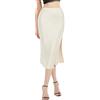 BALAYSIER Gonna in Raso da Donna con Spacco Laterale Gonna Midi Cintura Elastica Nascosta(Beige,S)