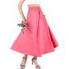 Kefiyis Gonna Lunga Donna Estiva con Tasche Gonne Lunghe Estive Vita Alta Elastica Gonne Estive Donna Gonna Lunghe Eleganti con Coulisse Rosa M