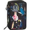 Invicta Astuccio Scuola 3 Zip, Nero Fantasia, Wildflowers, Triplo Scomparto Accesoriato con Penne, Matite e Pennarelli, Accessori Zaino, Scuola, Bambine e ragazze