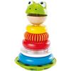 Hape - Mr. Ranocchio - Giocattolo in legno con anelli da impilare e sonagli colorati per bambini dai 12 mesi