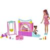 Barbie - Skipper Babysitter Playset Casetta Gonfiabile con bambola Skipper Babysitter e baby bambola, altalena e accessori, Giocattolo per Bambini 3+ Anni, HHB67