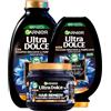 Garnier Ultra Dolce Shampoo 400ml + Balsamo 360ml + Maschera Idratante 340ml Capelli Grassi alle Radici e Secchi sulle Lunghezze Formula Vegana Carbone Magnetico e Olio di Semi Neri Nigella - Set da 3
