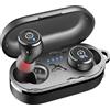 TOZO T10 Mini Cuffie Bluetooth 5.3 con Controlli Touch ORIGX 2.0 Acustica EQ Regolazione 55 Ore Riproduzione Supporti Caricatore Wireless e USB Tipo C IPX8 Nero Opaco