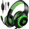 Pacrate Cuffie Gaming per PS4/PS5/Xboxone/Nintendo Switch/PC, Cuffie PS4 con Microfono Cuffie PS5 con Luce LED, Cuffie Xbo Cancellazione del Rumore Cuffie Gamer Stereo Bass Deep, Verde
