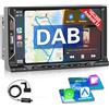 Hikity DAB+ Autoradio 2 Din Android 13 Senza Fili Carplay 7Pollici Radio Stereo 2 Din Android DAB con GPS Vivavoce Bluetooth Android Auto AUX 6USB Mirror Link WIFI Supporto Telecamera Posteriore
