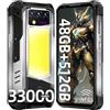 OUKITEL WP100 Titan Rugged Smartphone 5G, Smartphone con Proiettore, 33000mAh/66W Telefono Indistruttibile 5G, 512GB+48GB Rugged Phone, 200MP Telefono Cellulare, 6.8″ FHD 4K 120Hz, 1200LM/OTG/NFC