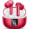 AOVOCE Cuffie Bluetooth, Auricolari Bluetooth 5.3 con 4 HD Microfono Cancellazione Rumore, 42 Ore di Riproduzione, Cuffiette Bluetooth Sport con LED Display, Cuffie Wireless In Ear per Android iOS Rosso
