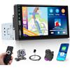 Hikity Senza Fili CarPlay Autoradio 1 DIN con Schermo, 7 Pollici 1 Din Stereo Auto Bluetooth con Android Auto Bluetooth Vivavoce FM AUX 2USB SWC Mirror Link Telecamera Posteriore