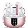 AOVOCE Cuffie Bluetooth, Auricolari Bluetooth 5.3 con 4 HD Microfono Cancellazione Rumore, 42 Ore di Riproduzione, Cuffiette Bluetooth Sport con LED Display, Cuffie Android iOS rose