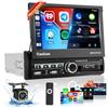 Hikity Carplay Autoradio 1 Din con Schermo Automatica Touchscreen da 7 Pollici Radio Bluetooth 1 Din Senza fili Carplay Android Auto con Mirror Link FM EQ AUX/USB Telecamera Posteriore