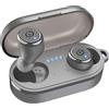 TOZO T10 Mini Cuffie Bluetooth 5.3 con Controlli Touch ORIGX 2.0 Acustica EQ Regolazione 55 Ore Riproduzione Supporti Caricatore Wireless e USB Tipo C IPX8 Grigio