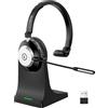 Wantek Cuffie Bluetooth senza fili con microfono per PC, cuffie per computer V5.2 con microfono cancellazione del rumore, dongle USB, base di ricarica e pulsante muto per il lavoro, telefoni cellulari