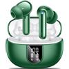 AOVOCE Cuffie Bluetooth, Auricolari Bluetooth 5.3 con 4 HD Microfono Cancellazione Rumore, 42 Ore di Riproduzione, Cuffiette Bluetooth Sport con LED Display, Cuffie Wireless In Ear per Android iOS/Verde