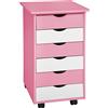 TecTake Cassettiera a rotelle comò in legno - disponibile in diversi colori - (Rosa)