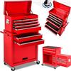 TecTake® Carrello Portautensili, Carrello, Porta Attrezzi Officina con Ruote, Bauletto Estraibile Impilabile e Mobile, Carrello porta attrezzi, Carrello con Ruote Portatutto - Rosso