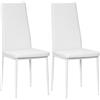 HOMCOM Set di 2 Sedie da Pranzo con Schienale Alto, Sedie Moderne in Finta Pelle e Acciaio per Cucina e Salotto, 41x50x97 cm, Bianco