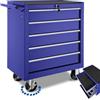 TecTake® Carrello Portautensili in acciaio con 5 Cassetti richiudibili, Mobile con Rotelle, Carrello Porta Attrezzi, Porta Utensili da Lavoro, Carrello con Ruote Portatutto - Blu