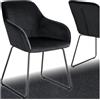 TecTake® sedia in velluto per sala da pranzo, poltrona elegante, sedia imbottita con schienale, poltroncina di design, per soggiorno, cucina, ufficio, sedie con gambe in metallo, 1 unità - Nero/Nero