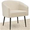TecTake® Poltrona Salotto Stile Scandinavo, Poltrona Relax con Morbida Imbottitura, Tessuto Bouclé, Poltrona Comoda con Gambe in Acciaio, Comoda Poltroncina Imbottita da Lettura - Crema
