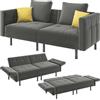 Yaheetech Divano Letto 2 Posti Divanetto Trasformabile in Velluto Braccioli Regolabili Mobile Reclinabile a 3 Posti Sofa Imbottito con 4 Cuscini per Salotto Soggiorno Ufficio 171 × 80 × 72 cm Grigio