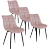WOLTU BH142rs-4 4X Sedie Sala da Pranzo Vintage Sgabello Imbottito con Rivestimento in Velluto Rosa