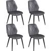 Yaheetech Set 4 Sedie Sala da Pranzo Moderne Imbottite Velluto in Tessuto Eleganti con Schienale Ergonomico Gambe Telaio in Metallo Portata 136 kg Grigio Scuro