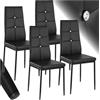 TecTake® Set 4 Sedie Sala da Pranzo Imbottite, Sedie Cucina in Similpelle, Gambe in Acciaio, Sedie Soggiorno dal Design Elegante con Strass, Sedie da Pranzo Moderne Antiscivolo - Nero