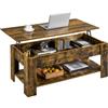 Yaheetech Tavolino Sollevabile da Salotto con Ripiano Tavolino da caffè con Portariviste Tavolo Basso da Divano Mobile Elevabile per Soggiorno 120 x 60 x 49,5-62,5 cm Marrone Rustico