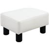 HOMCOM Poggiapiedi Divano Rettangolare, Poggiapiedi Pouf Imbottito e Rivestito in Finta Pelle, Max. 100kg, per Soggiorno e Ingresso, 40x30x24 cm, Bianco