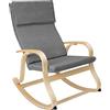TecTake® Poltrona a Dondolo in Legno di Betulla per Arredamento Casa e Veranda, Sedia a Dondolo con Braccioli e Cuscino, Poltrona Dondolo Design Scandinavo, Capacità Fino a 150 kg - Grigio Chiaro