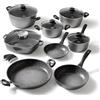 STONELINE Set di Stoviglie in Alluminio con Pentolini, Casseruole, Padella, Padella per Stufati, Padella per Friggere, Casseruola Quadrata