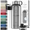 BeMaxx Bottiglia Acqua Termica INOX ACTIVE FLASK + Cannuccia (3 Tappi), Senza BPA, 1l/500ml | Borraccia Isotermica Acciaio - Caldo/Freddo, Ufficio Outdoor Sport Bicicletta viaggio fitness, Caffe Te
