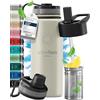 BeMaxx Bottiglia Acqua Termica INOX ACTIVE FLASK + Cannuccia (3 Tappi), Senza BPA, 1l/500ml | Borraccia Isotermica Acciaio - Caldo/Freddo, Ufficio Outdoor Sport Bicicletta viaggio fitness, Caffe Te
