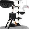 tectake® Albero Tiragraffi per Gatti, Comoda Casetta Gatti, 3 Topolini Giochi Gatto, Vari Piani, Struttura Resistente, Tiragraffi per Gatti Adulti e Cuccioli, Altezza 144 cm - Nero